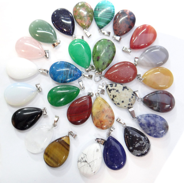 Crystal Pendant Necklace Natural Stone - Natural stone tiger eye lapis Turquoises