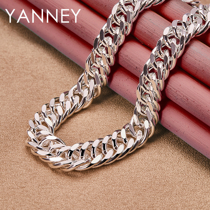 925 Sterling Silver Chain Necklace Men - 10MM 925 Sterling Silver 20/24 Inches