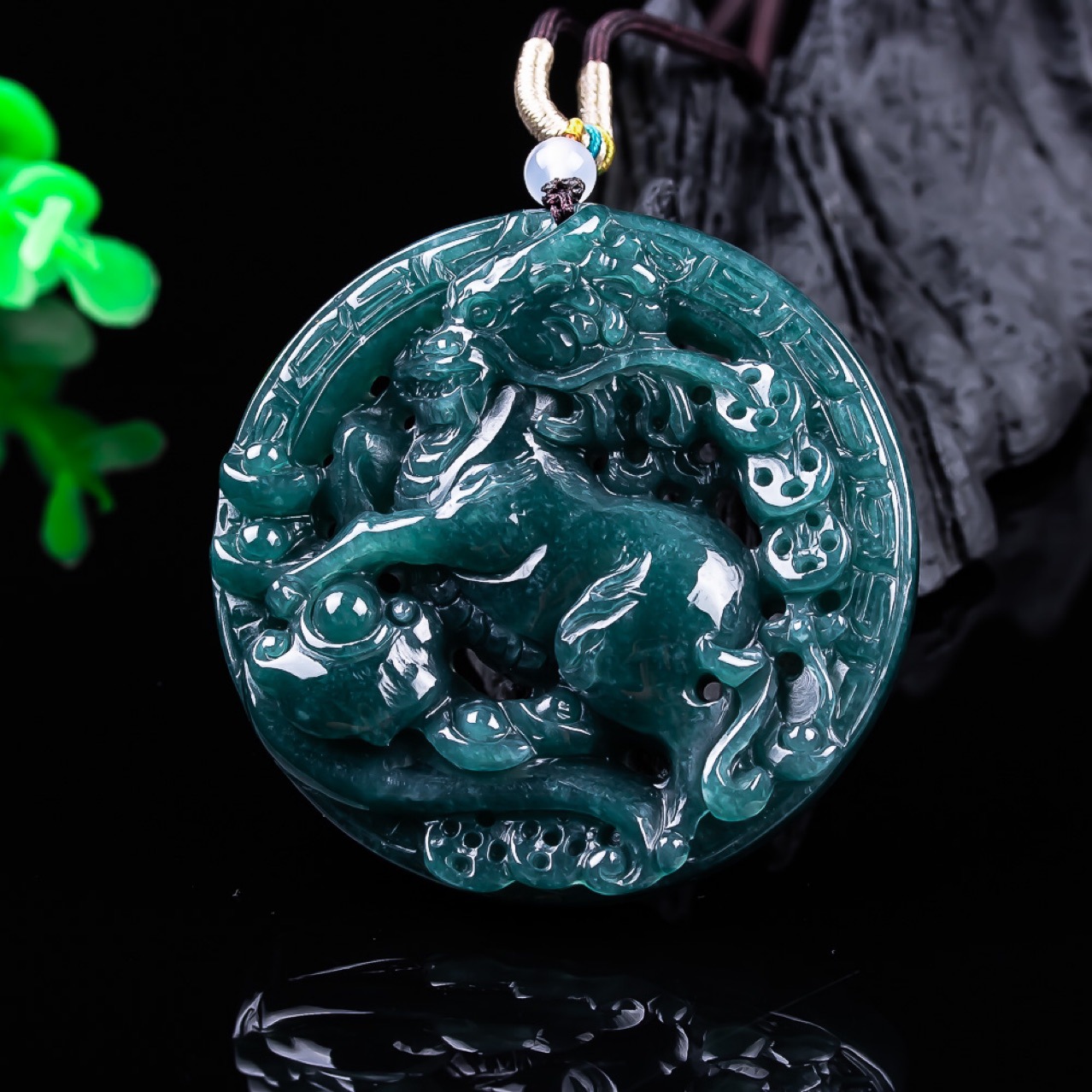Necklaces - Burmese Jadeite Dragon Pendant Gemstone Real
