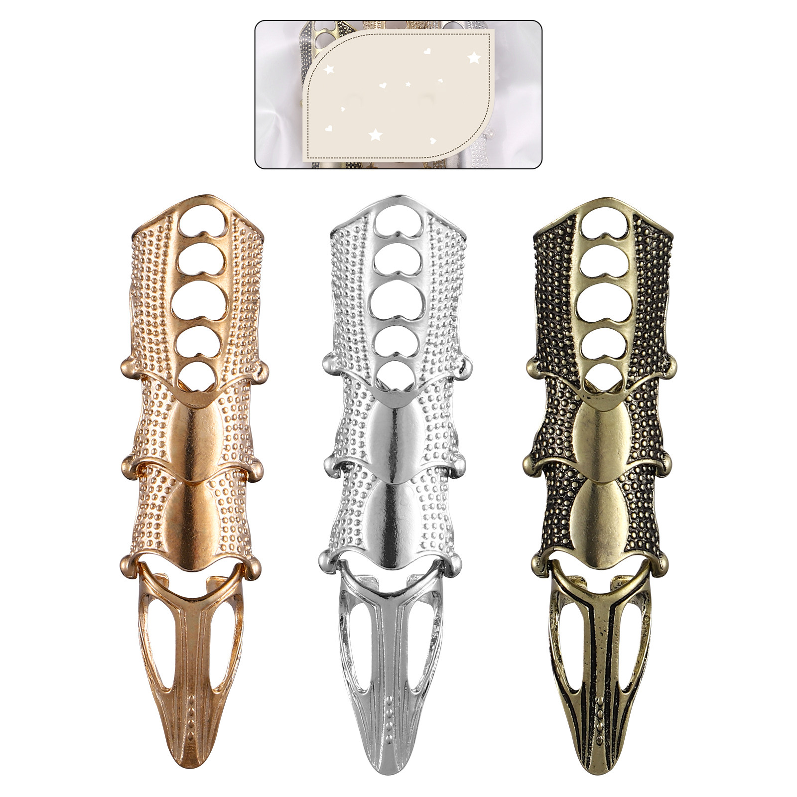 Vintage Punk Knuckle Rings Set - 3Pcs Vintage Style Knuckle Rings Metal