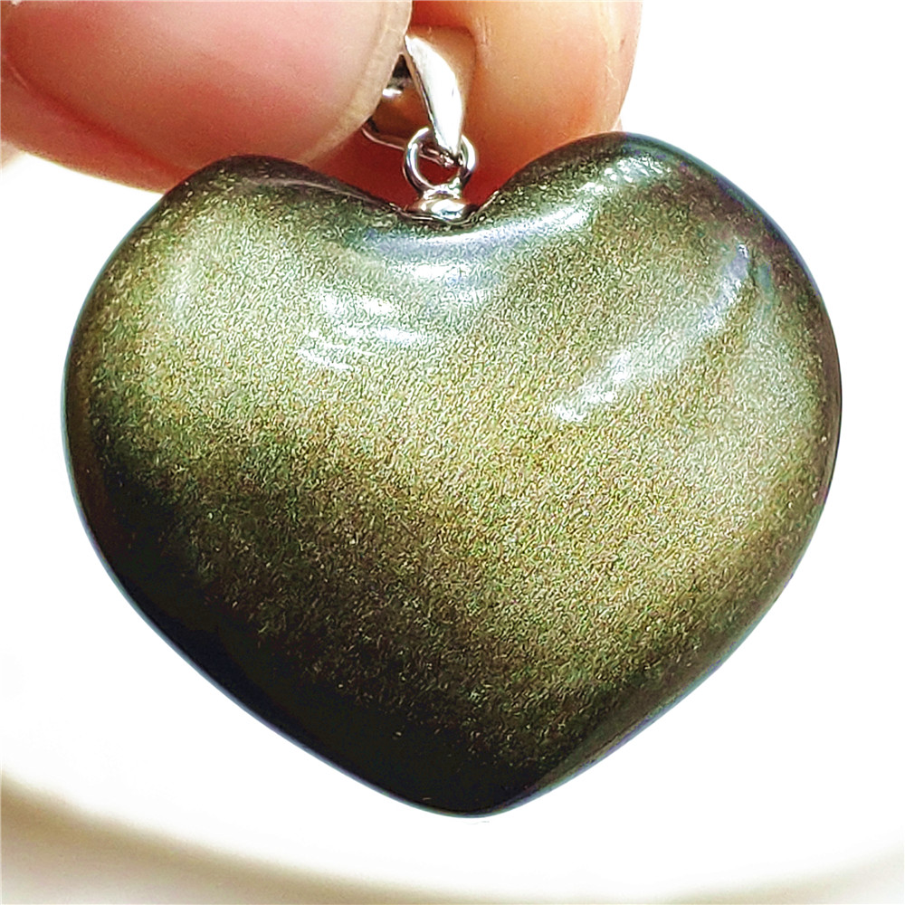 Crystal Pendant Necklace Natural Stone - Natural Gold Obsidian Pendant Necklace Women