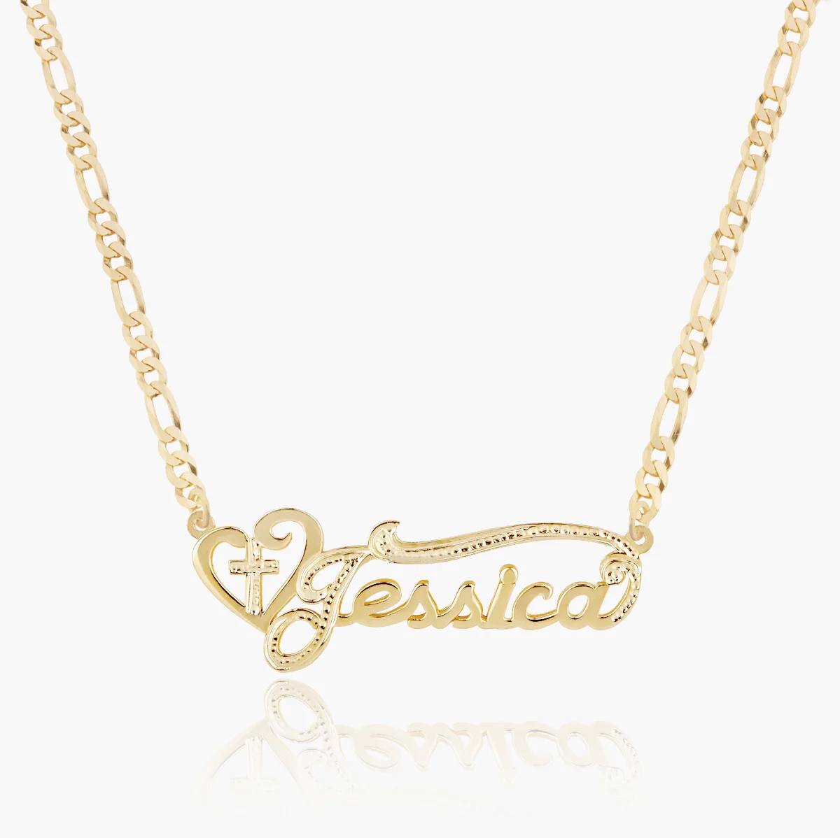 Custom Name Necklace Stainless Steel - Custom The Golden Double Plated Cross