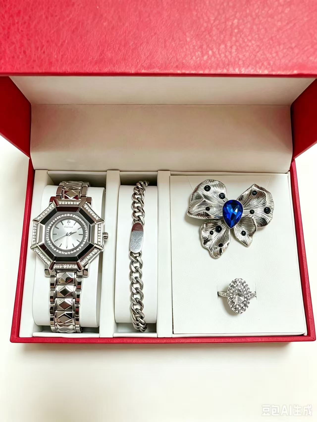 Earrings - Gift Set (3) Women's Quartz Watch+Bracelet+Earrings+Ring+Gift