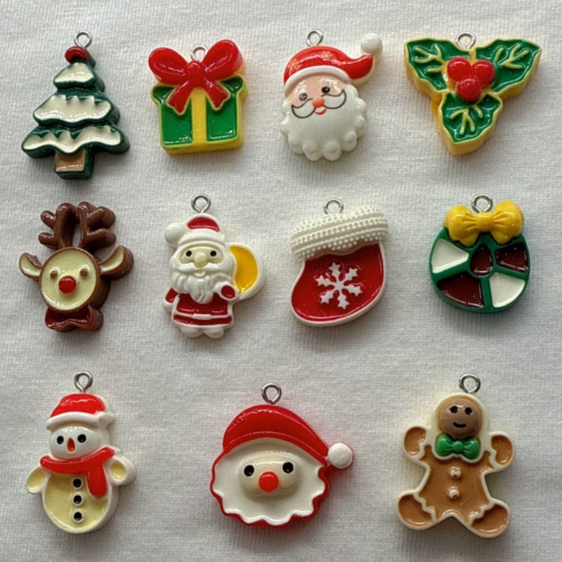 Necklaces - 10pcs Christmas Cartoon Series Resin Pendant