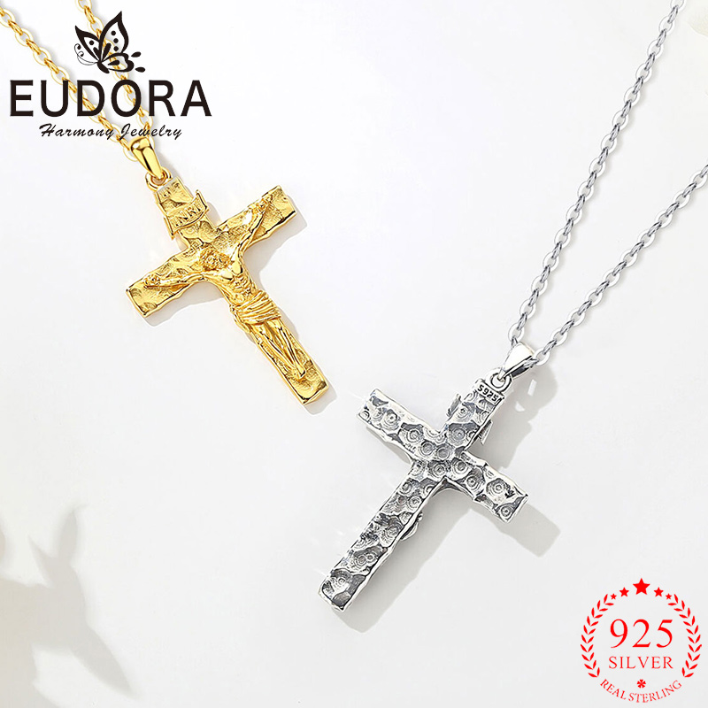 Cross Pendant Necklace Gold - Eudora Crucifix Cross Necklace 925 Sterling