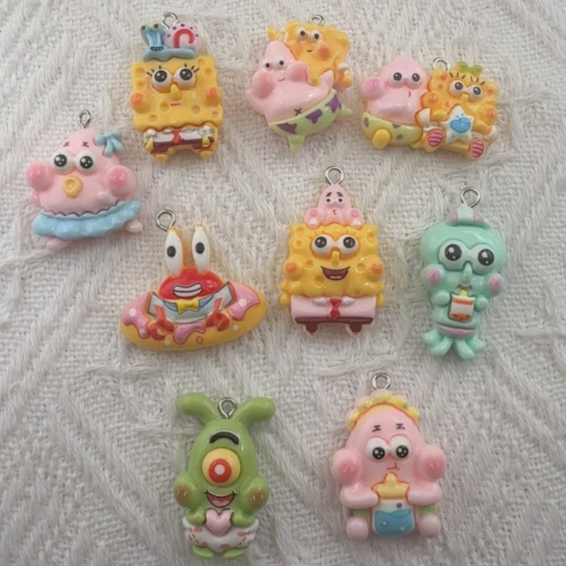 Earrings - 10pcs cartoon resin pendant, DIY jewelry