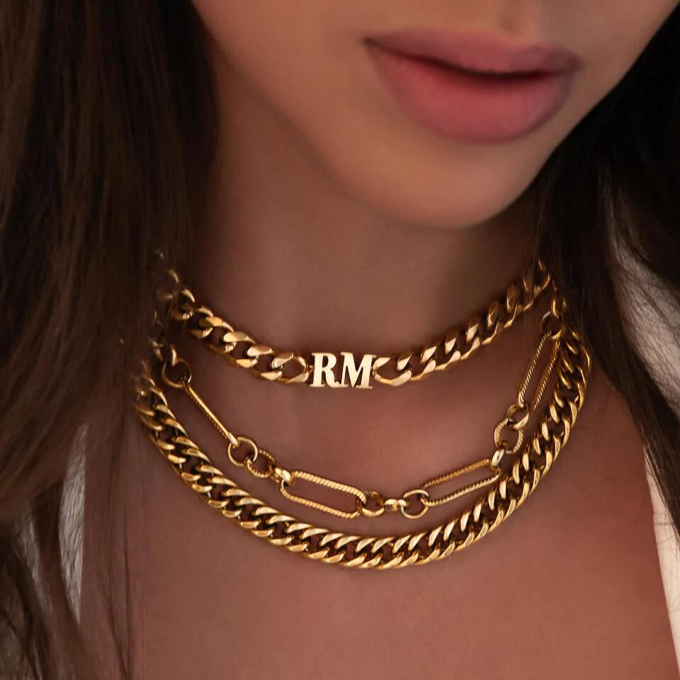 Custom Name Necklace Stainless Steel - 8mm Cuban Thick Name Necklace Rectangular