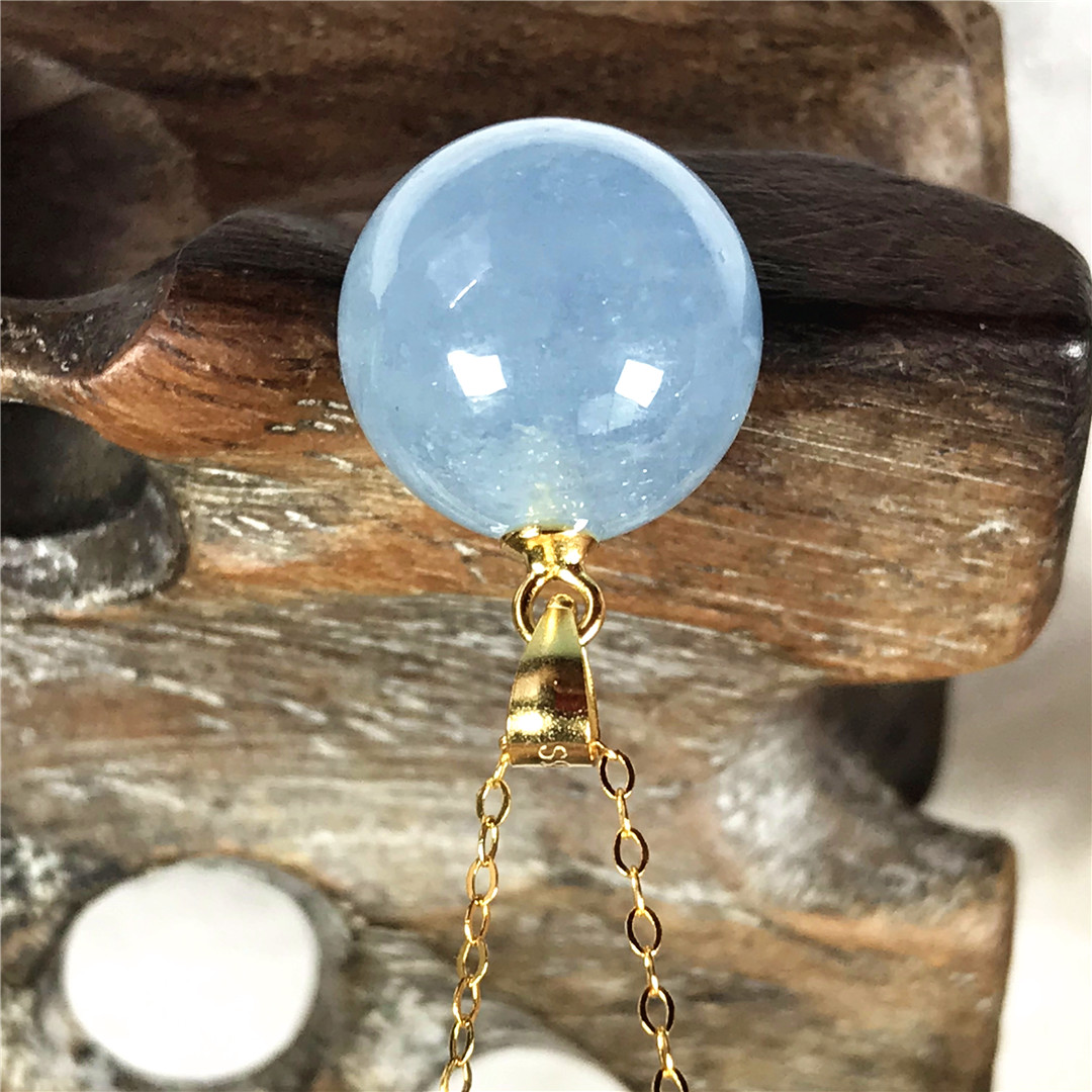 13mm Natural Blue Aquamarine P - 925 Sterling Silver Chain Necklace Men ulasan dan harga