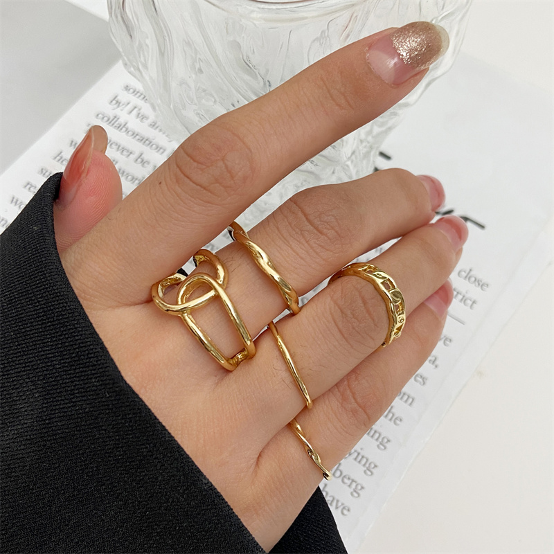 Metal Bead Punk Ring Set Slive - Vintage Punk Knuckle Rings Set ulasan dan harga