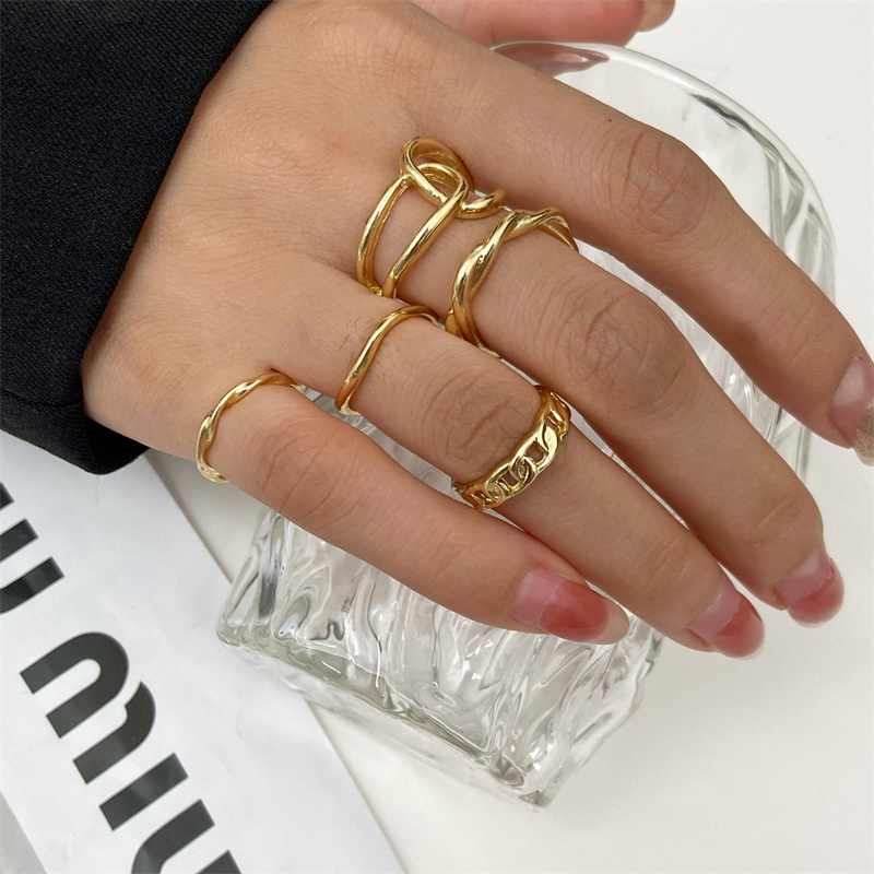Metal Bead Punk Ring Set Slive - Vintage Punk Knuckle Rings Set ulasan dan harga