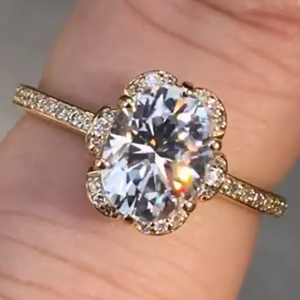 Custom Solid 14K Yellow Gold W - Moissanite Engagement Ring 1 Carat ulasan dan harga