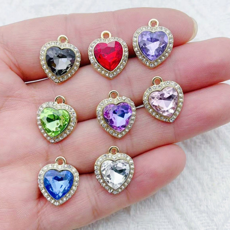 10pcs heart-shaped inlaid colo - Earrings ulasan dan harga