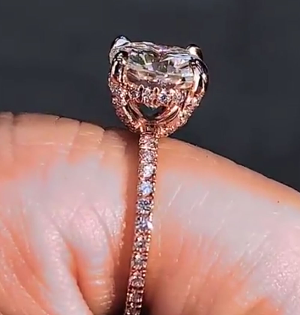 Custom Solid 14K Rose Gold Wom - Moissanite Engagement Ring 1 Carat ulasan dan harga