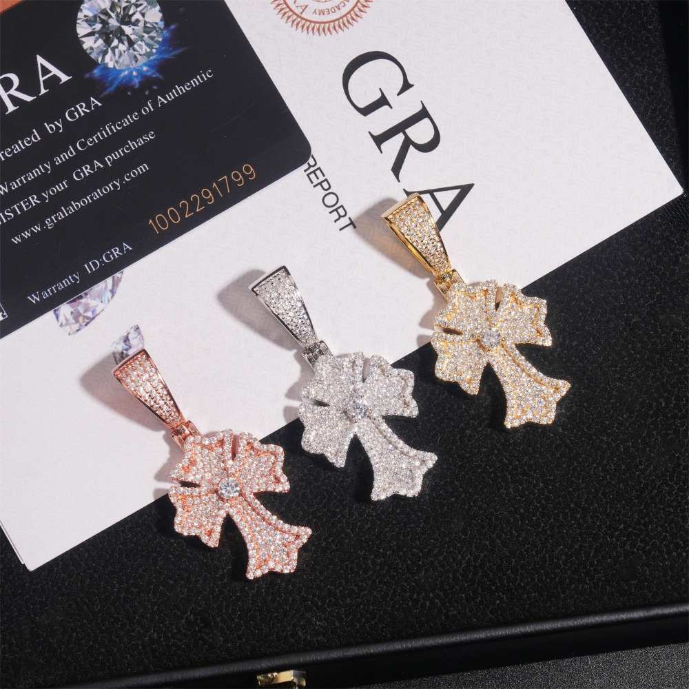Iced Out Moissanite Gothic Cro - Cross Pendant Necklace Gold ulasan dan harga