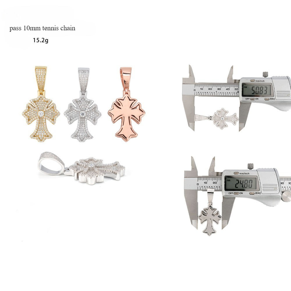 Iced Out Moissanite Gothic Cro - Cross Pendant Necklace Gold ulasan dan harga