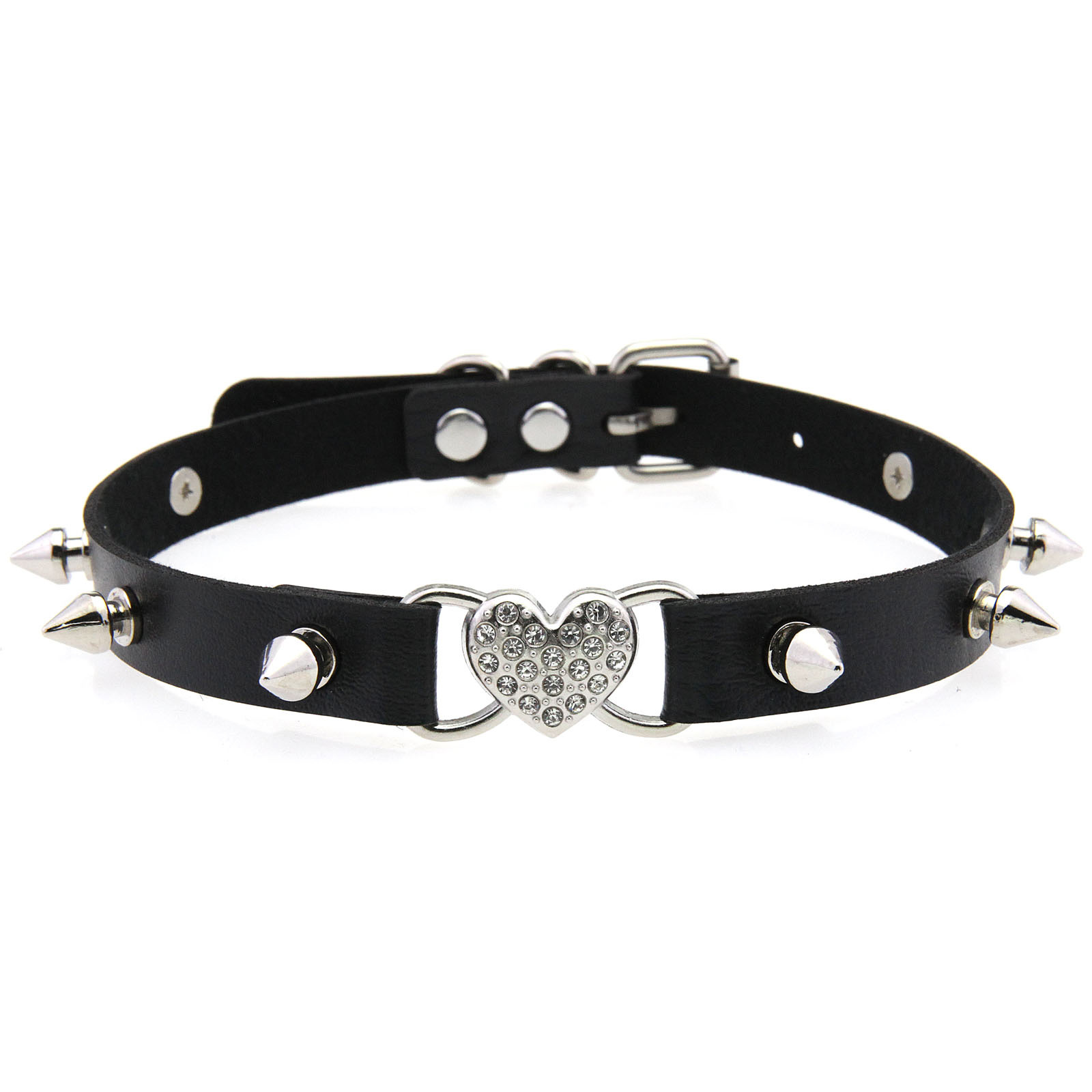 Goth Heart Collar Black Choker - Goth Punk Spike Choker ulasan dan harga