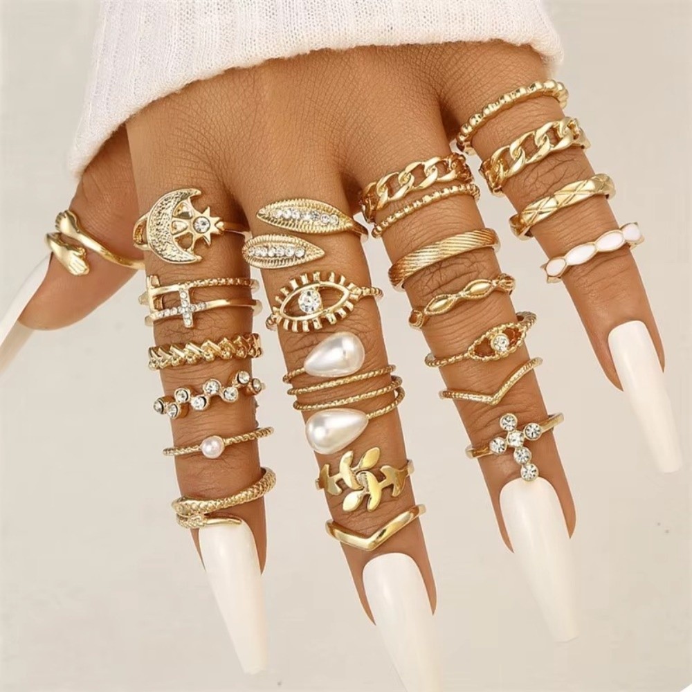 23 Pcs/Set Vintage Punk Ring S - Vintage Punk Knuckle Rings Set ulasan dan harga