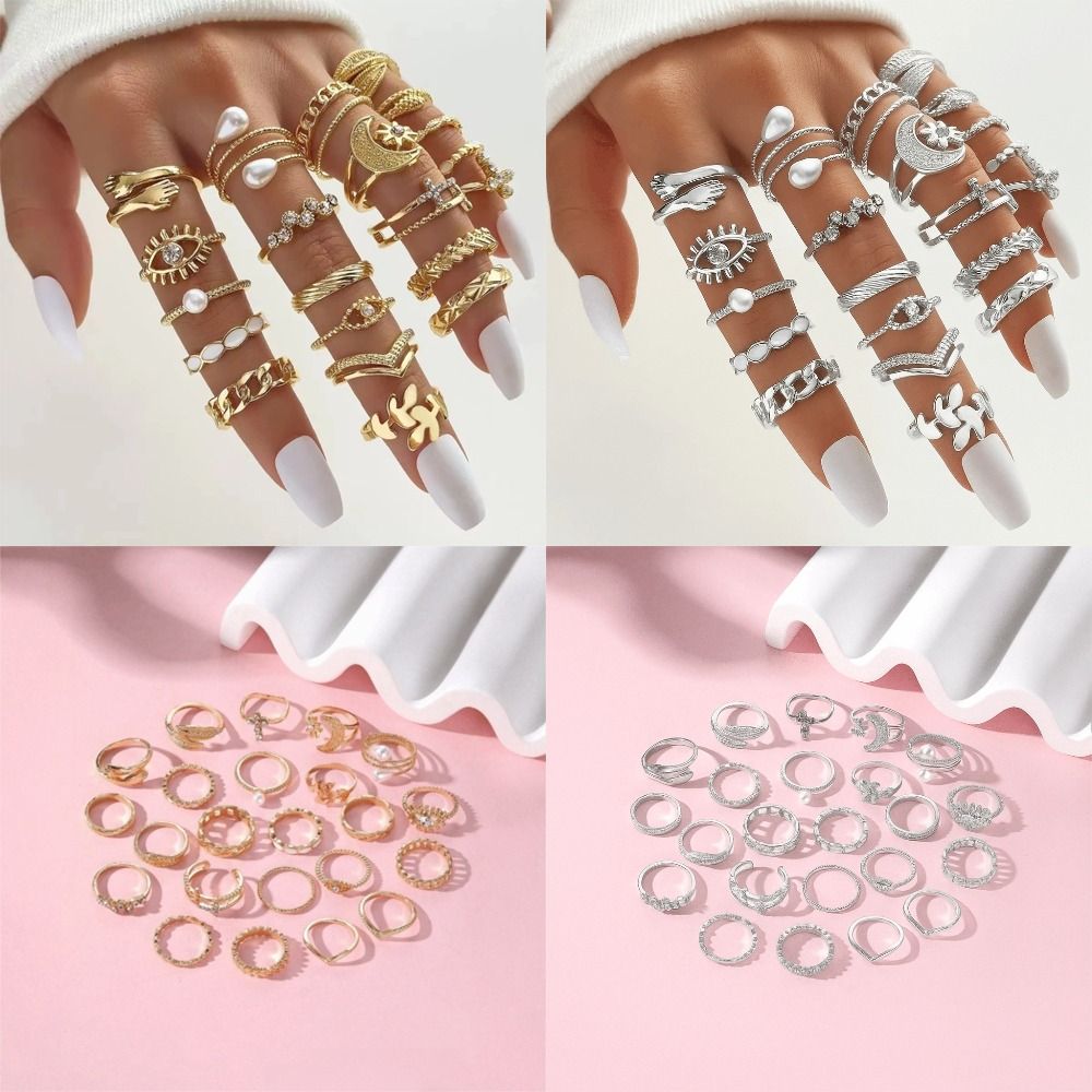 23 Pcs/Set Vintage Punk Ring S - Vintage Punk Knuckle Rings Set ulasan dan harga