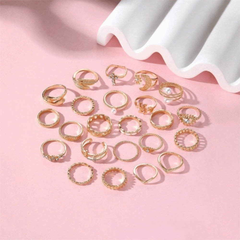 23 Pcs/Set Vintage Punk Ring S - Vintage Punk Knuckle Rings Set ulasan dan harga