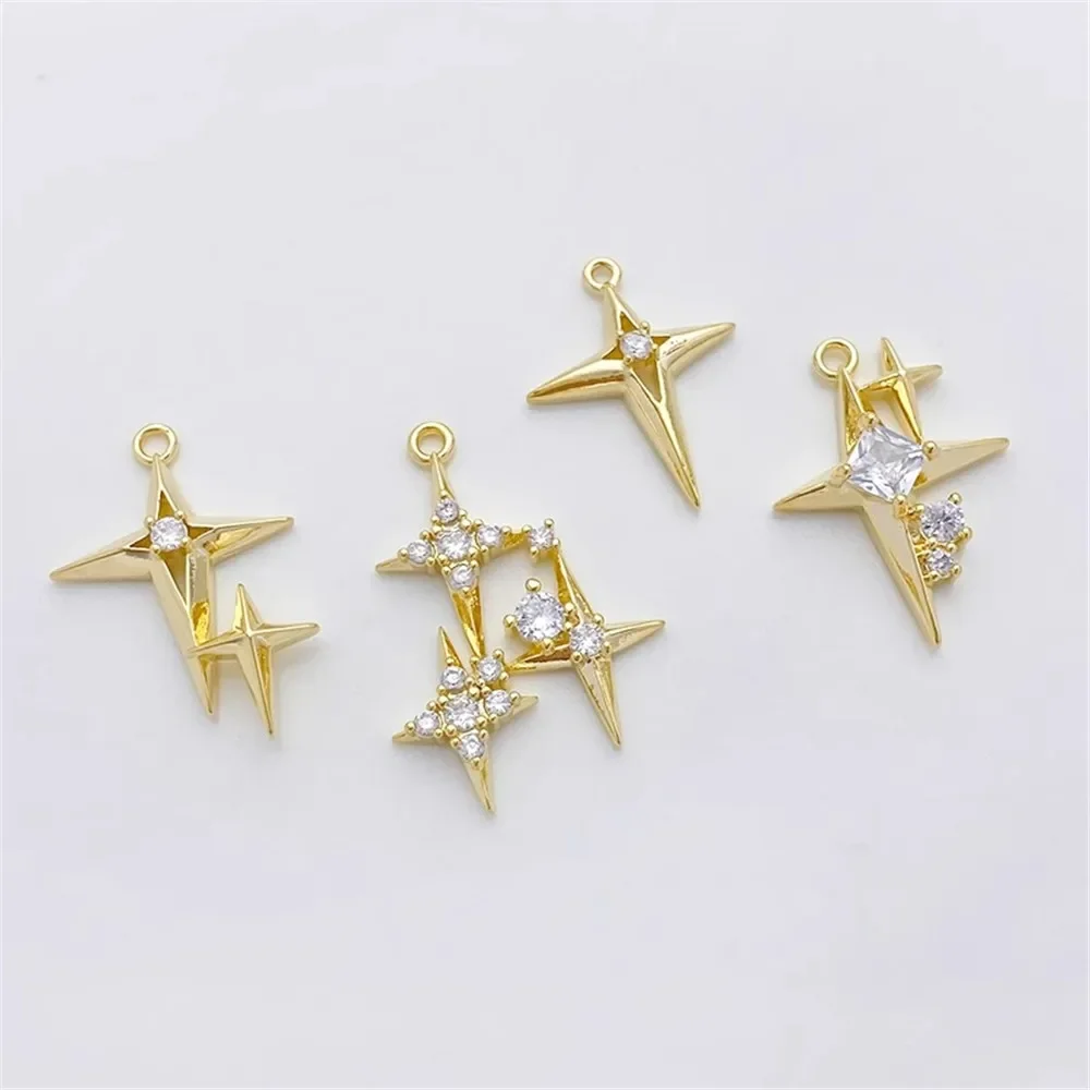 14K Gold-plated Micro-inlaid Z - Cross Pendant Necklace Gold ulasan dan harga