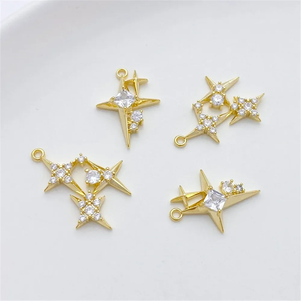 14K Gold-plated Micro-inlaid Z - Cross Pendant Necklace Gold ulasan dan harga