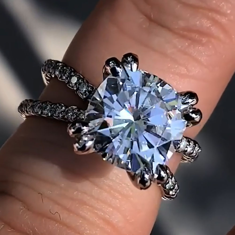 Custom Real Platinum PT950 Wom - Moissanite Engagement Ring 1 Carat ulasan dan harga