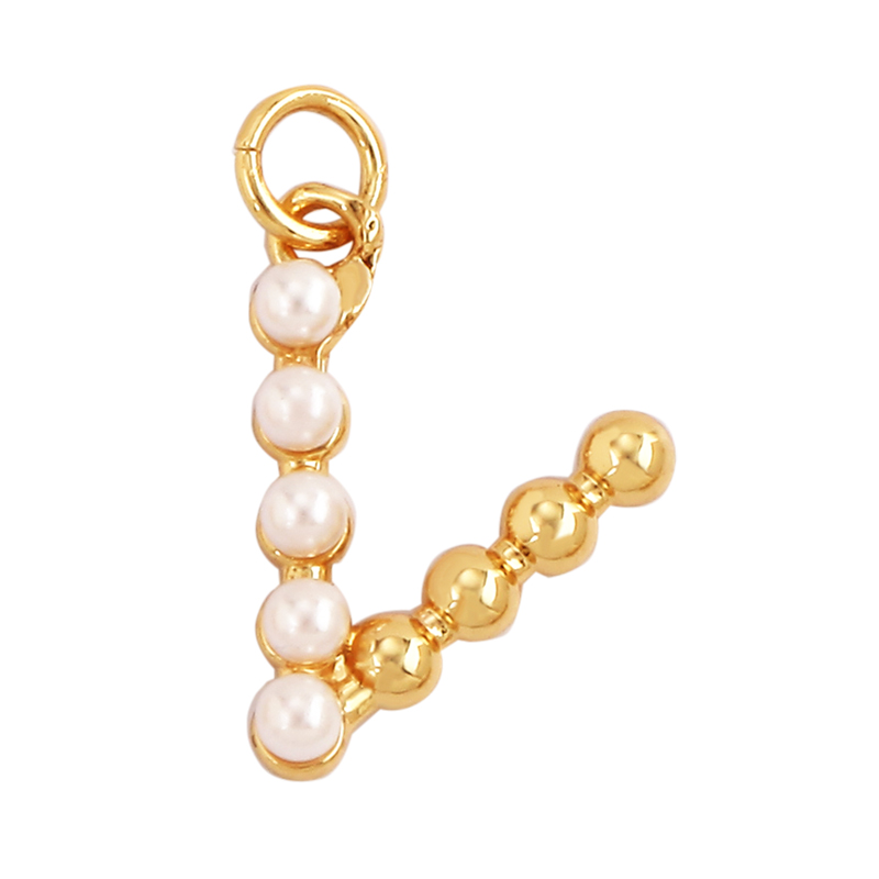 Fashion Simple Imitation Pearl - Initial Letter Necklace 18K Gold ulasan dan harga
