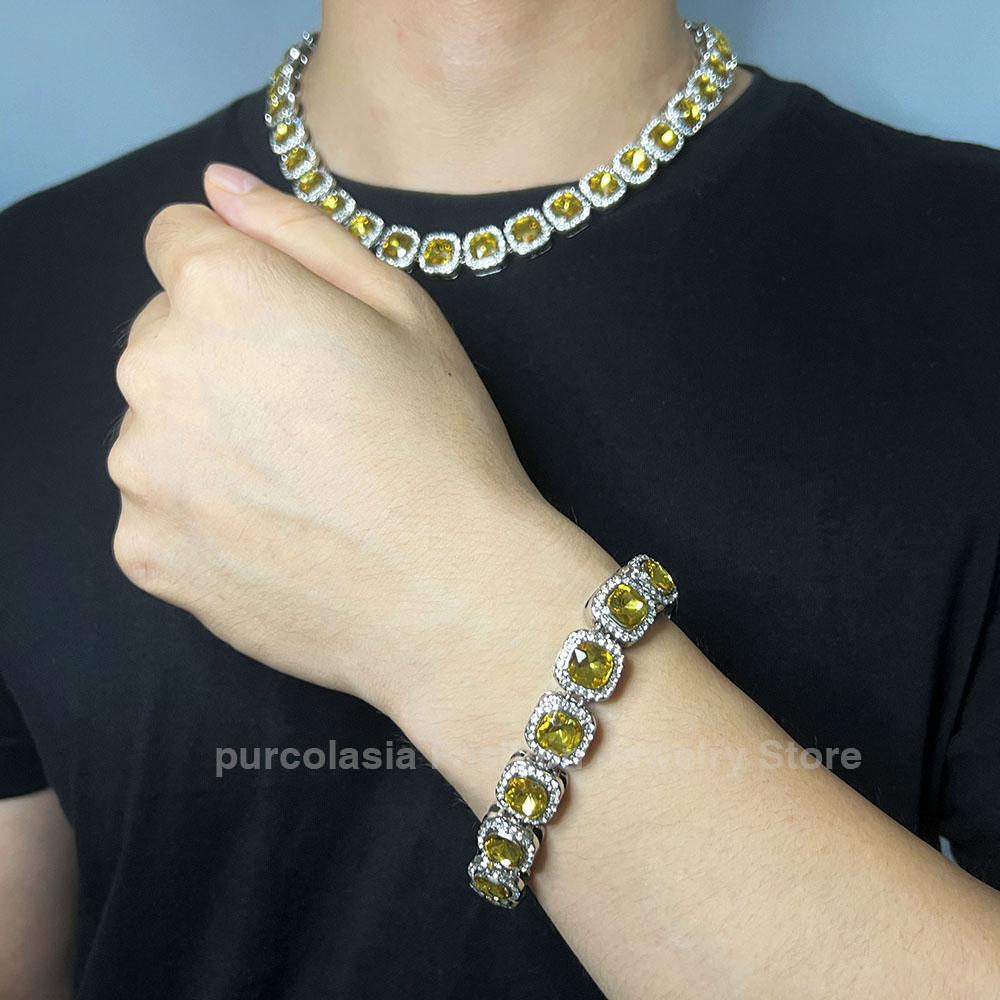 Brilliant Multi Colors Iced Ou - Cuban Link Chain 12Mm ulasan dan harga