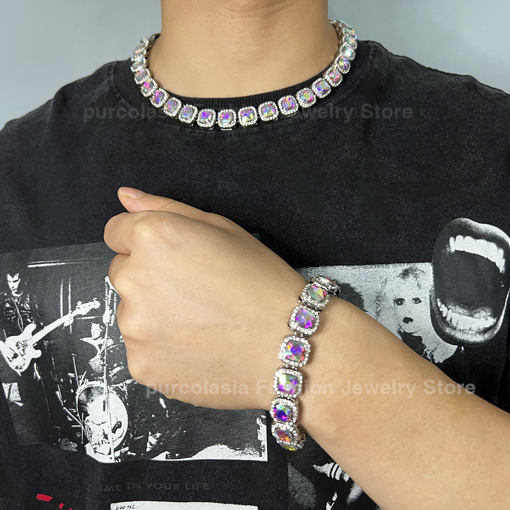 Brilliant Multi Colors Iced Ou - Cuban Link Chain 12Mm ulasan dan harga