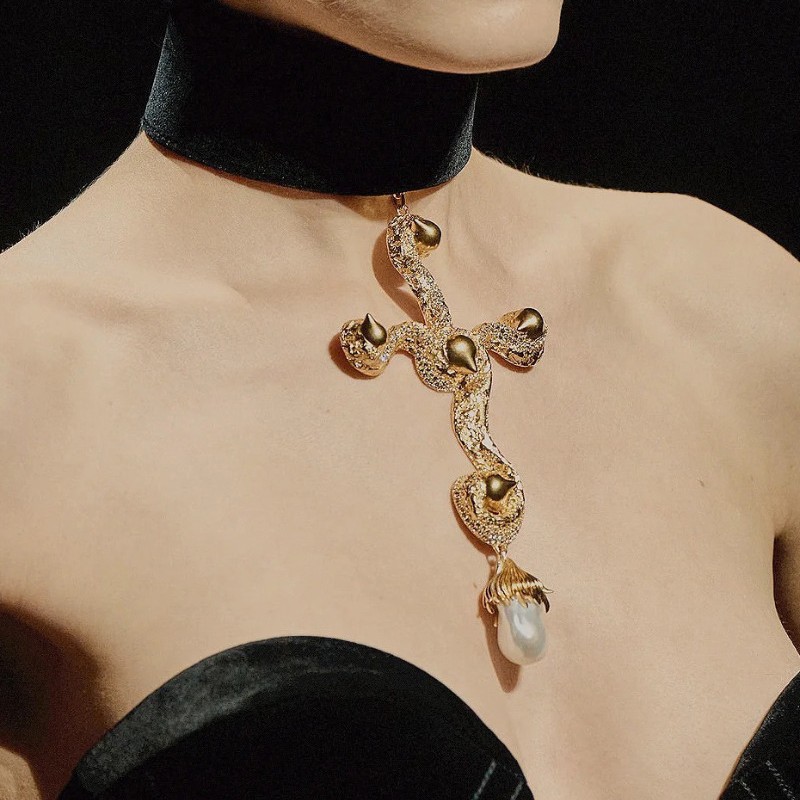 Vintage Exaggerated Baroque Pe - Pearl Choker Necklace Vintage ulasan dan harga