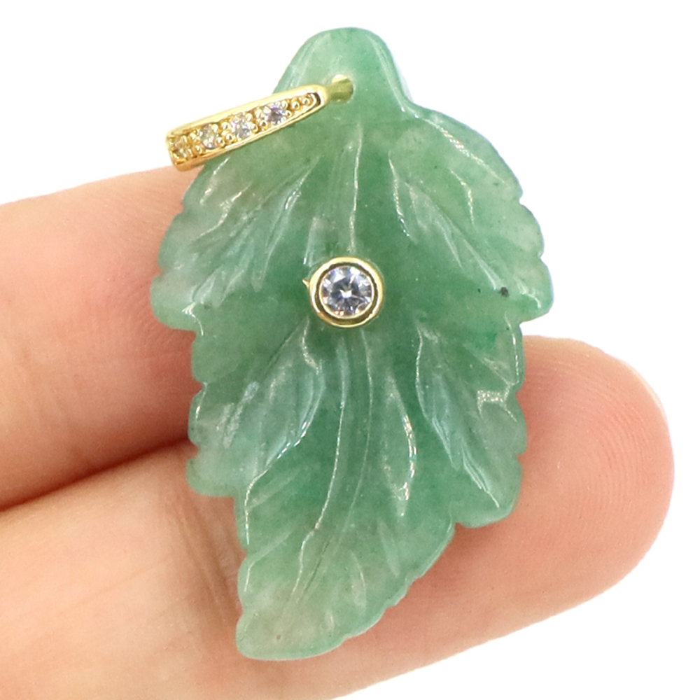 Natural Stone Leaf Pendant Hea - Crystal Pendant Necklace Natural Stone ulasan dan harga