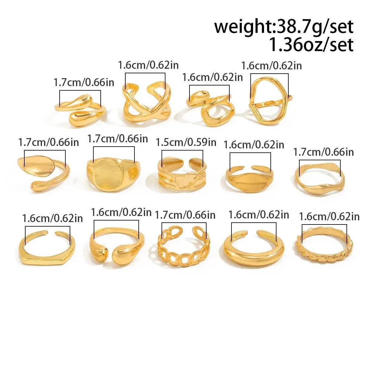 IngeSight.Z 14Pcs/Set Hip Hop  - Vintage Punk Knuckle Rings Set ulasan dan harga