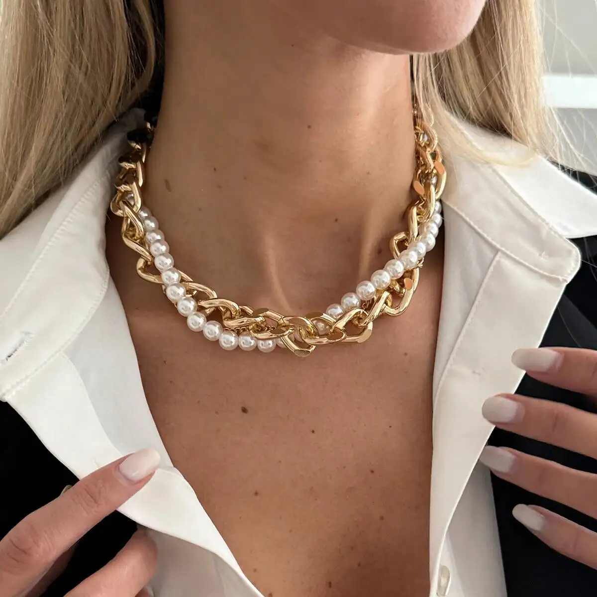 Vintage Metal Chunky Choker Ne - Pearl Choker Necklace Vintage ulasan dan harga