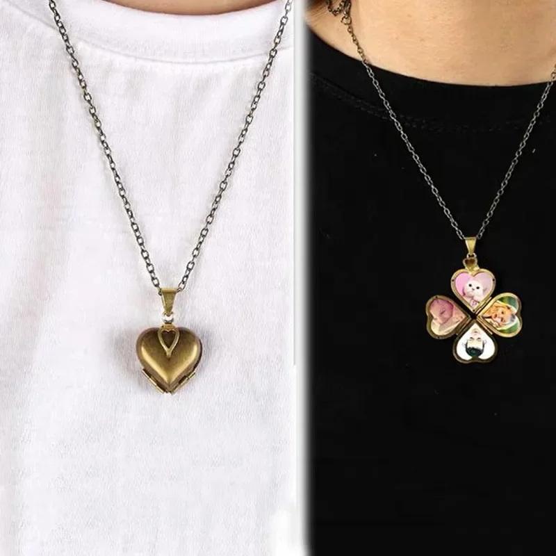 Vintage Necklace Folding Multi - Heart Locket Necklace Photo ulasan dan harga
