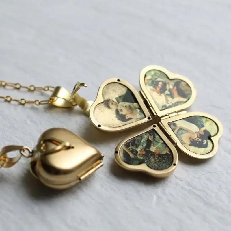 Vintage Necklace Folding Multi - Heart Locket Necklace Photo ulasan dan harga