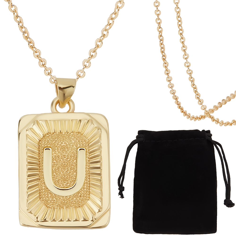 1 Box 1Pc Initial Necklace for - Initial Letter Necklace 18K Gold ulasan dan harga