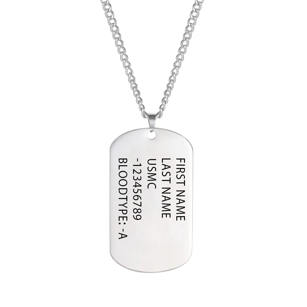 Military Army Tactical Persona - Custom Name Necklace Stainless Steel ulasan dan harga