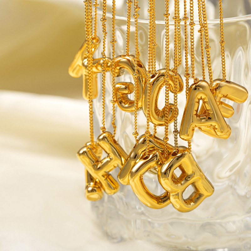 CARLIDANA Bubble 26 Letters Na - Initial Letter Necklace 18K Gold ulasan dan harga