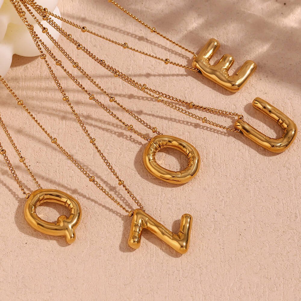 CARLIDANA Bubble 26 Letters Na - Initial Letter Necklace 18K Gold ulasan dan harga