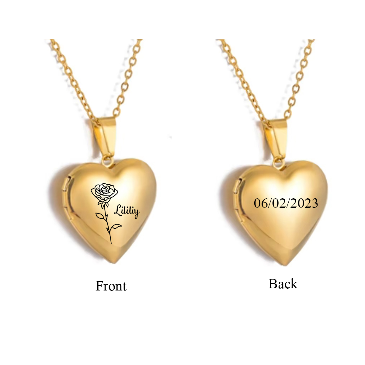 Custom Personalized Heart Birt - Heart Locket Necklace Photo ulasan dan harga