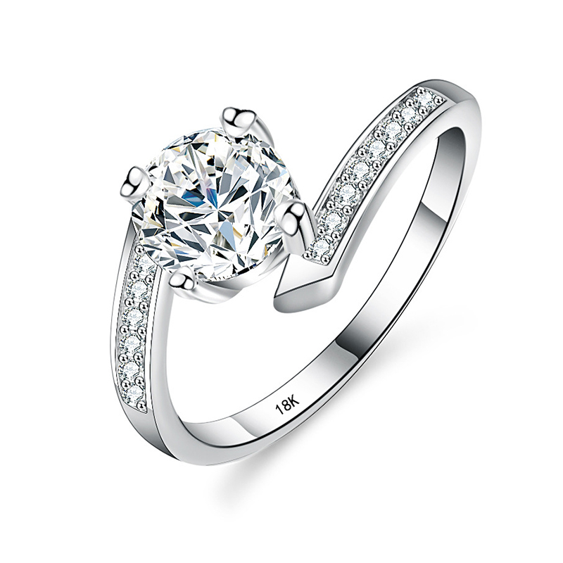 YHAMNI 18K White Gold 1 Carat  - Moissanite Engagement Ring 1 Carat ulasan dan harga