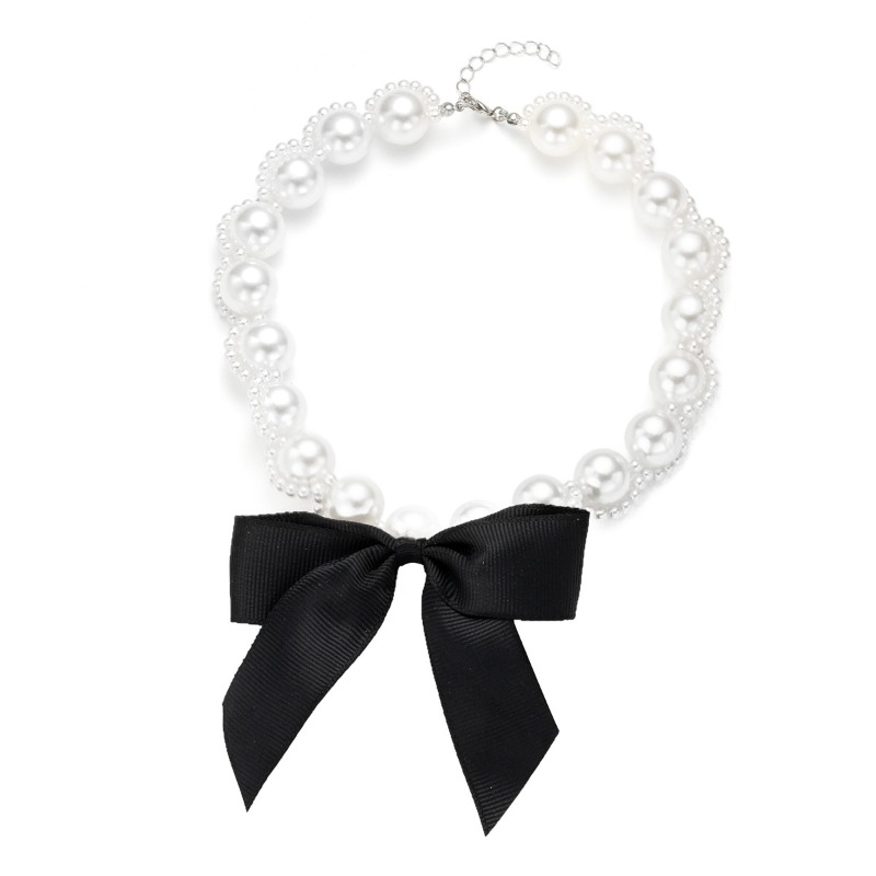 Faux Pearl Ribbon Choker Neckl - Pearl Choker Necklace Vintage ulasan dan harga