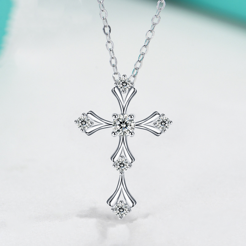 Classic Cross Moissanite Penda - Cross Pendant Necklace Gold ulasan dan harga