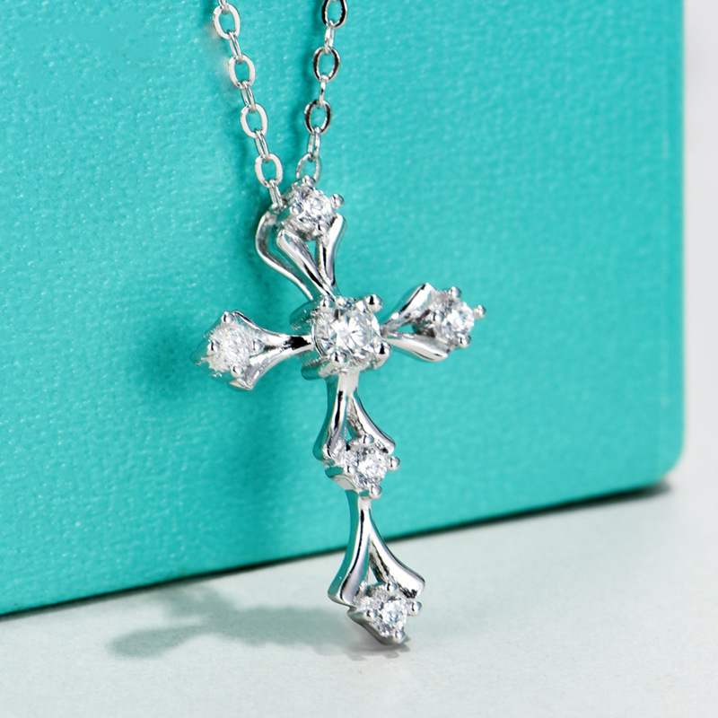 Classic Cross Moissanite Penda - Cross Pendant Necklace Gold ulasan dan harga