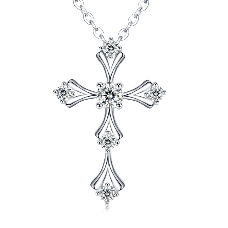 Classic Cross Moissanite Penda - Cross Pendant Necklace Gold ulasan dan harga