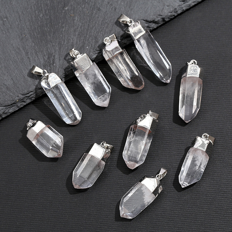 Natural Clear Quartz Crystal P - Crystal Pendant Necklace Natural Stone ulasan dan harga