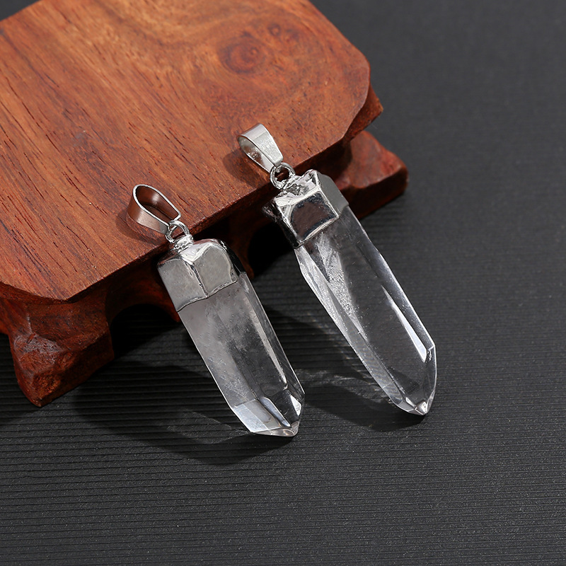 Natural Clear Quartz Crystal P - Crystal Pendant Necklace Natural Stone ulasan dan harga