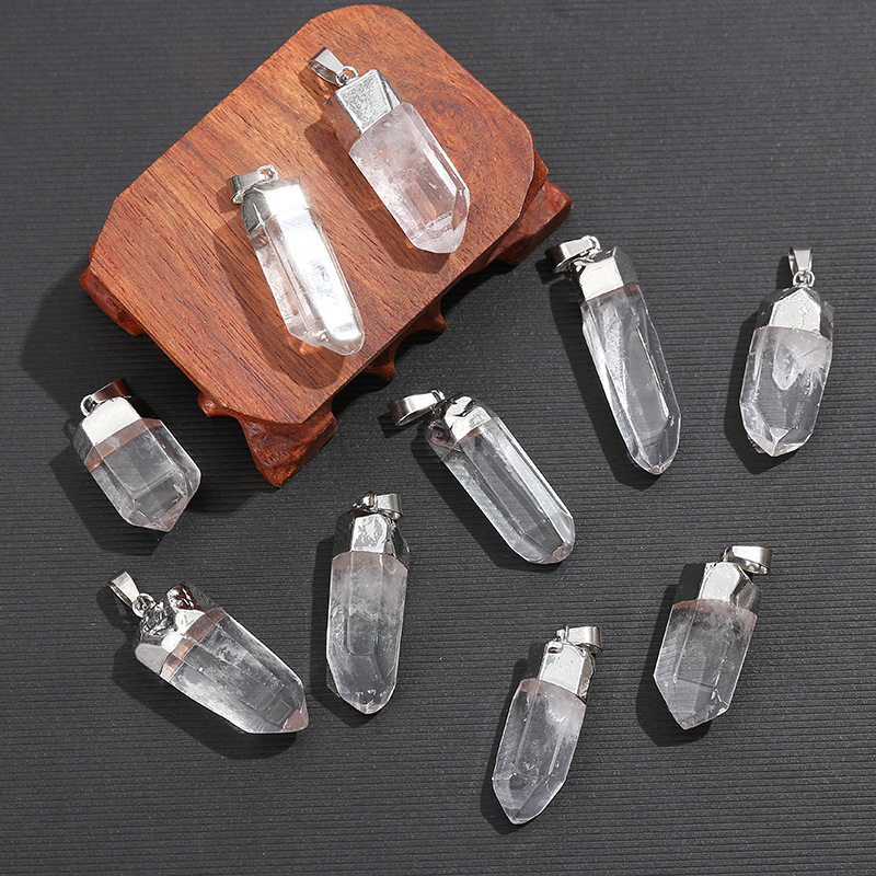 Natural Clear Quartz Crystal P - Crystal Pendant Necklace Natural Stone ulasan dan harga