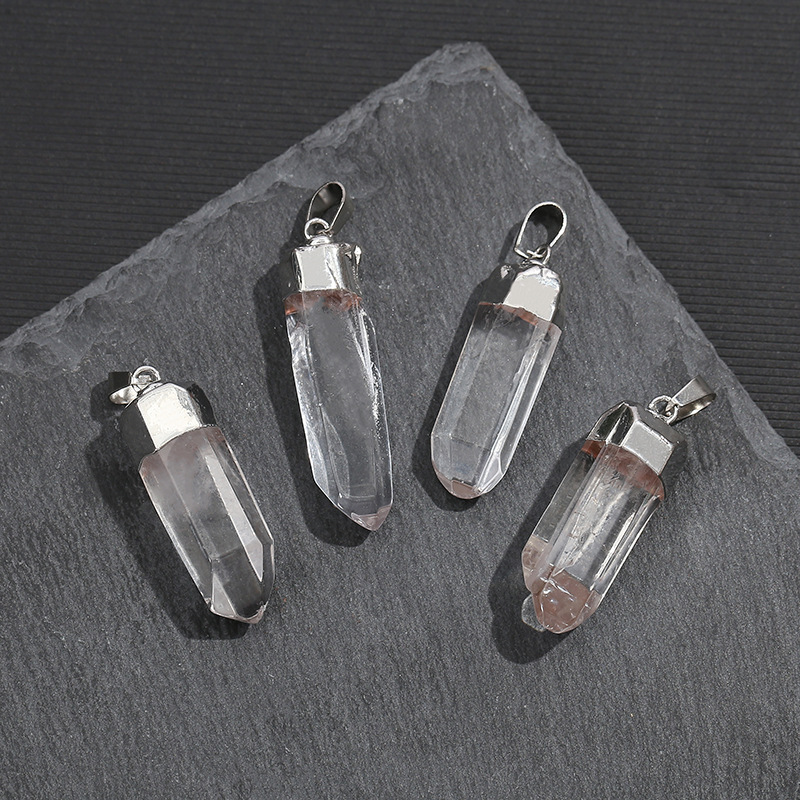 Natural Clear Quartz Crystal P - Crystal Pendant Necklace Natural Stone ulasan dan harga
