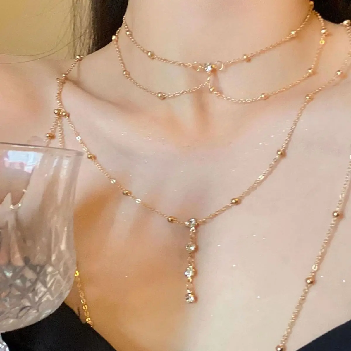 Sexy Aesthetic Multi-layer Spa - Layered Pendant Necklace Aesthetic ulasan dan harga